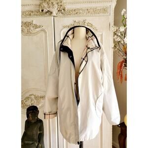 Vintage Late 1980s Mulberry Street Red Cotton Jacket Plaid Trim sz XL